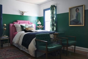 blue green pink bedroom 1