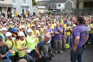 Nick Knowles Pudsey and volunteers at the reveal day DIY SOS The Million Pound Build for Children in Need