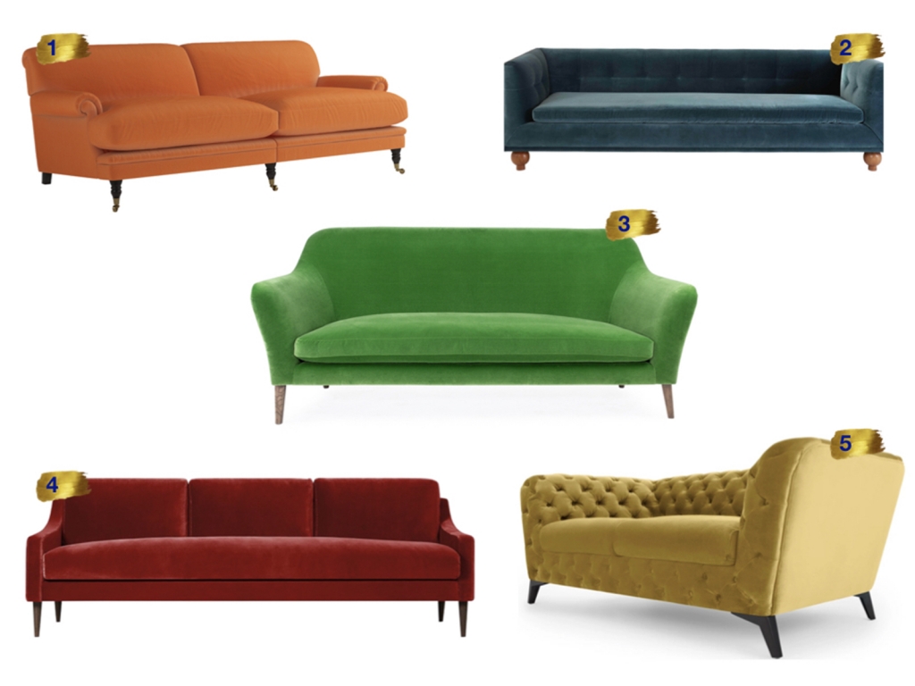 Interior Designer Sophie Robinson selects favourite velvet sofas