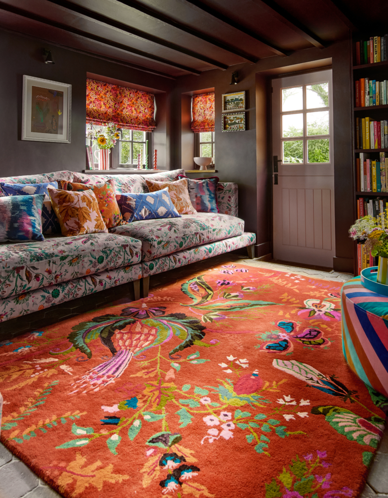 Wonderland Floral Wool Rug in Sophie Robinson's maximalist house.